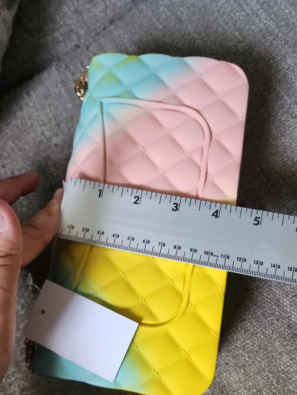 Pastel Quilted Chain Shoulder Bag in Pink, Blue & Yellow
